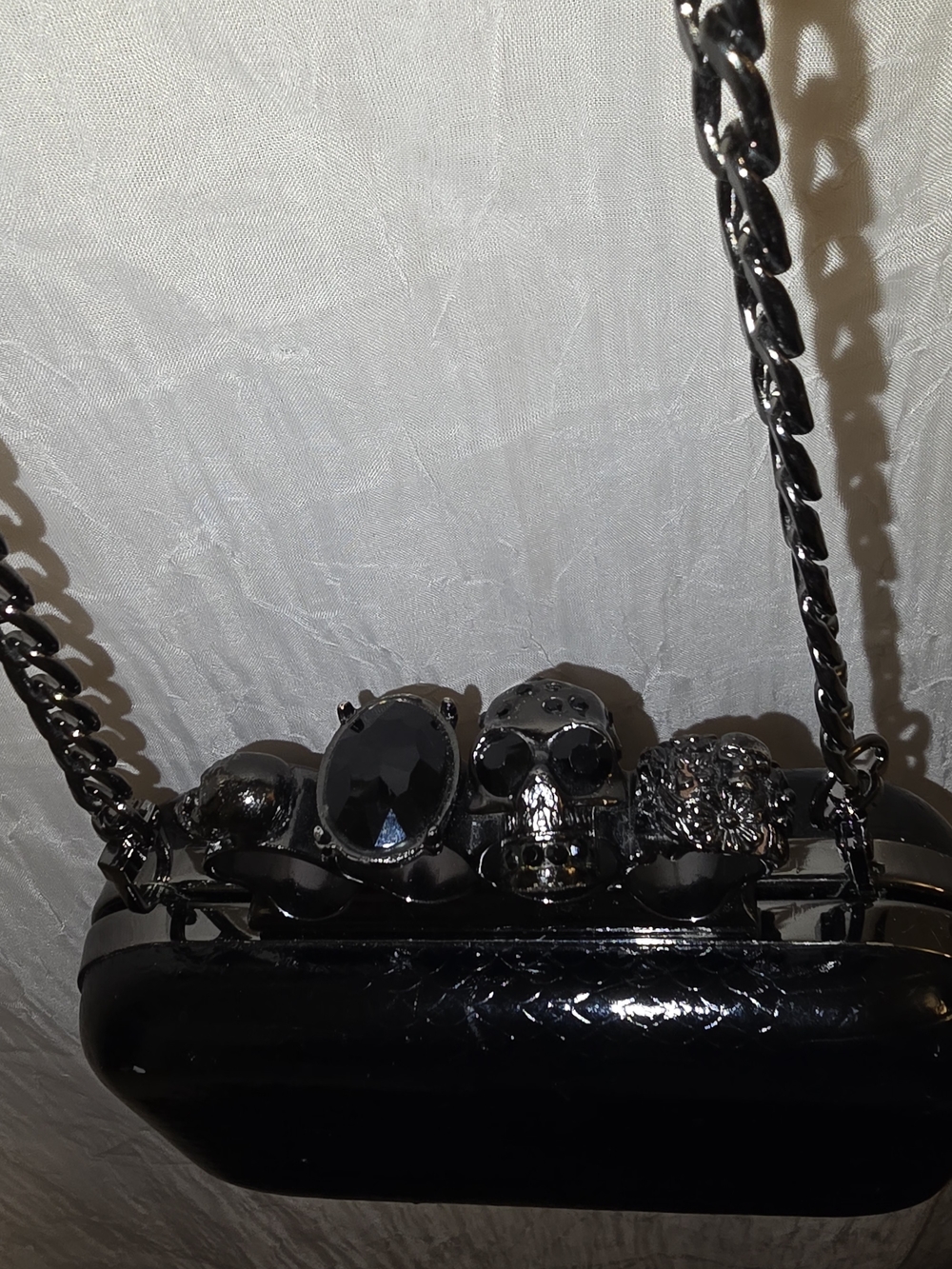 Black Jeweled Skull Clutch/ Crossbody